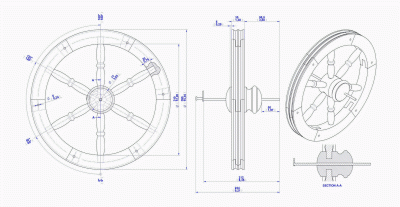 Spinning wheel - Wheel subassembly drawing