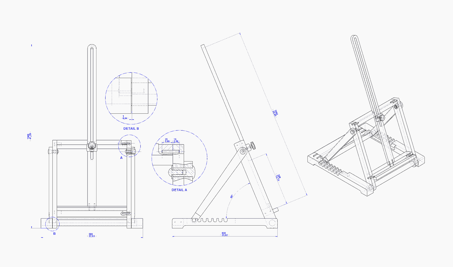 frame folding tabletop easel plan - Assembly 2D drawing