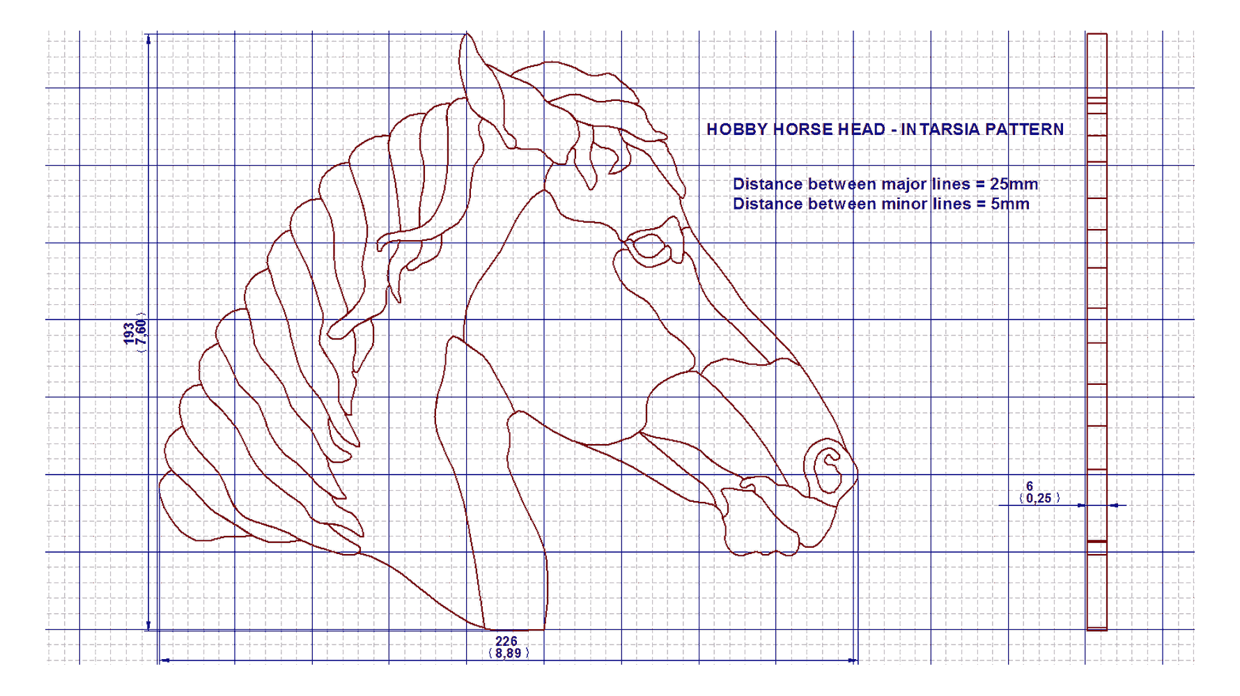 Hobby horse plan - Version 1 - Horse head intarsia pattern