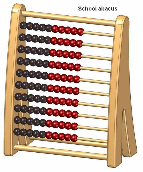 School abacus - Parts list and assembly drawing
