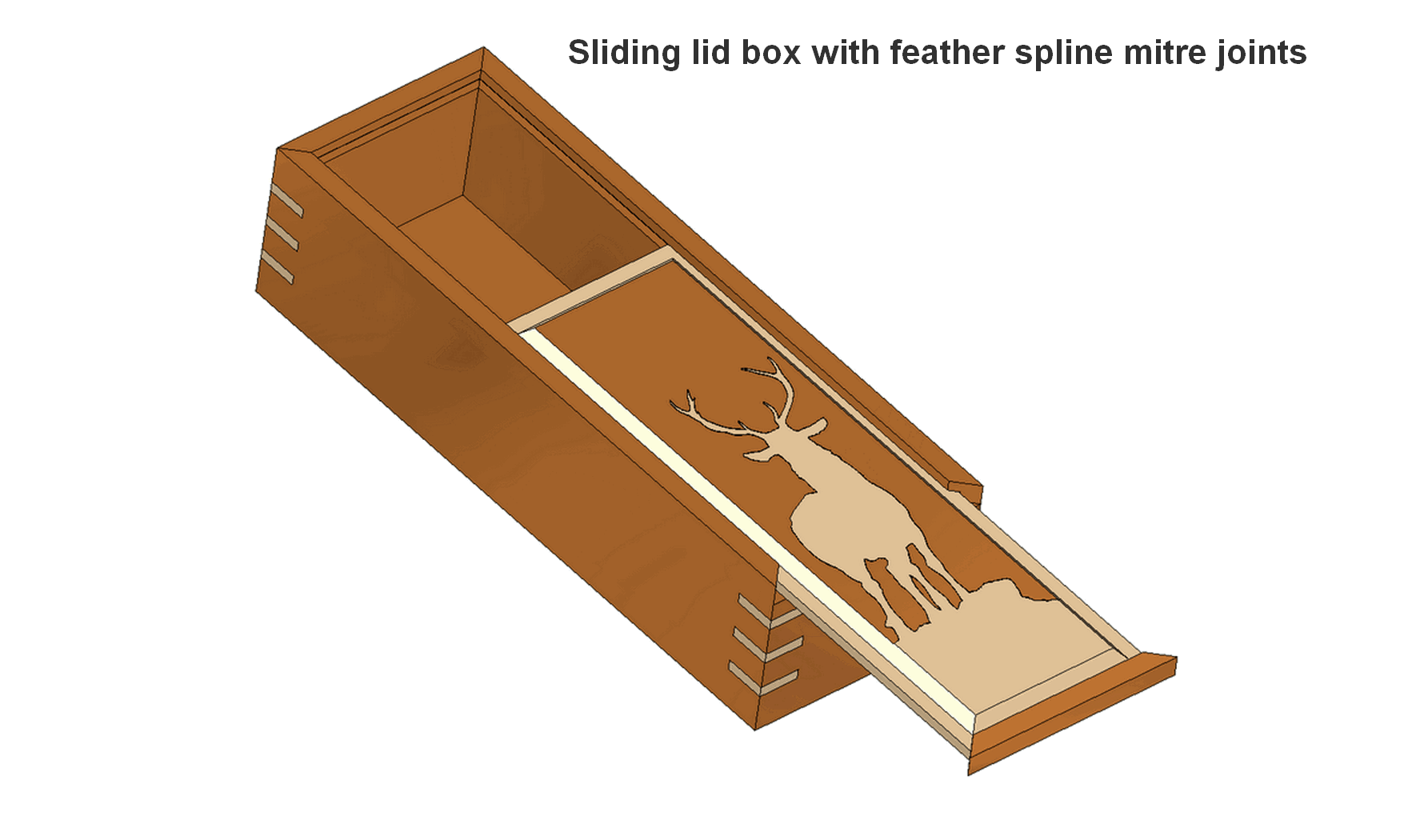 Sliding lid box with spline mitre woodworking joints plan