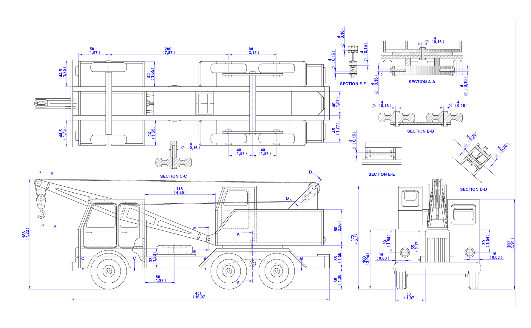 Wooden truck crane model plan
