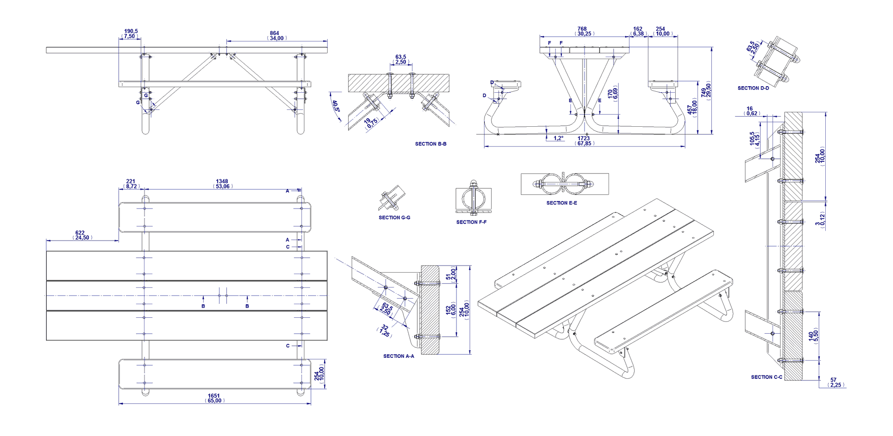 Picnic Table Plans Drawings