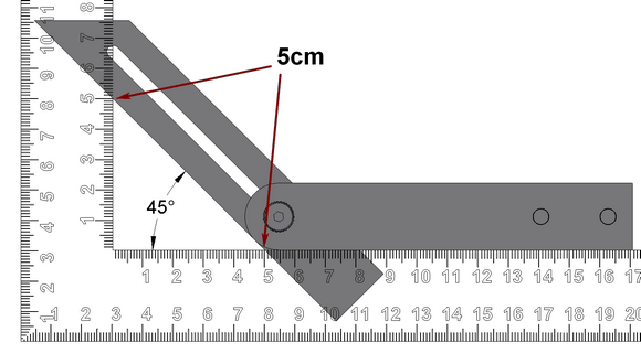 To set an angle of 45 degrees by mesurement - Steels square and sliding bevel