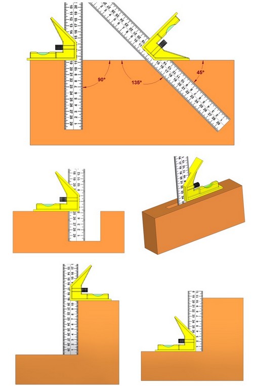 Combination square - Various uses of the square head