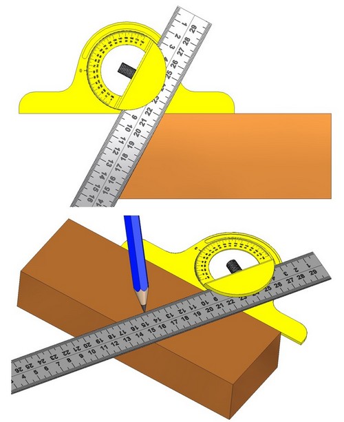 Combination square - Various uses of the protractor head