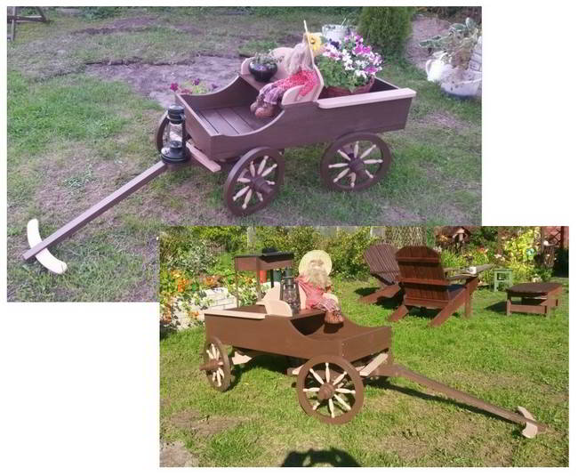Horse drawn wagon flower pot stand - Completed