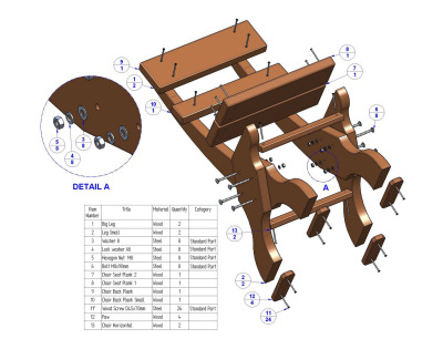 Beer seating set - Chair parts list