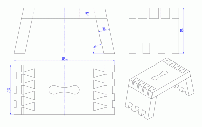 Dovetail footstool  - Assembly drawing