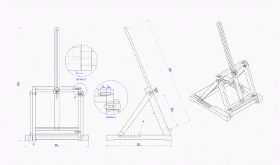 H frame folding tabletop easel - Assembly drawing