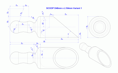 Wooden scoop (Version 1) - Drawing