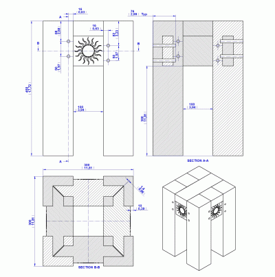 Timber stool - Assembly drawing