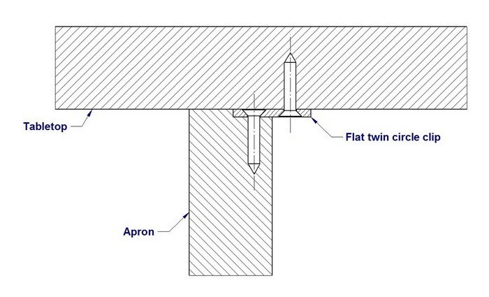 Figure 8 tabletop fastening method - 2D drawing