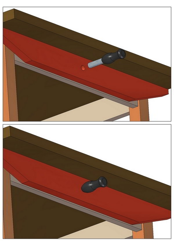 Fastening tabletop with threaded top pin