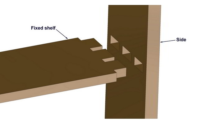 Through mortise and tenon  joint shelf hanging method
