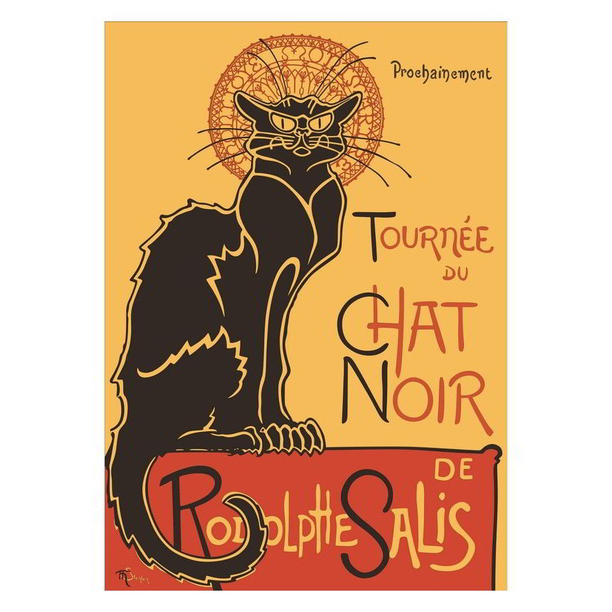 Grußkarte La Chat Noir Cabaret Reprint eines Posters von Théophile Steinlen 