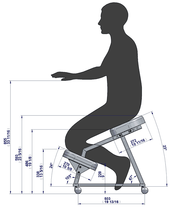 Metal kneeling chair ergonomy