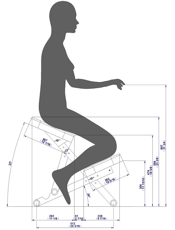 Wooden kneeling chair ergonomy