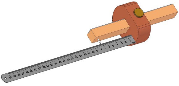 Setting the marking gauge with a ruler