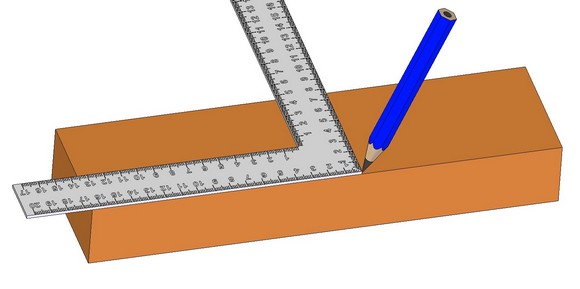 Steel (framing) square - Make a square mark