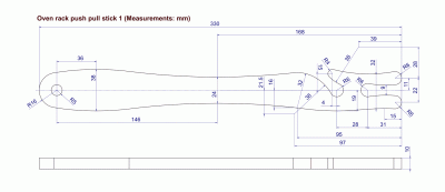 Oven rack push pull stick 1 - Measurements: mm