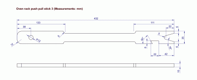 Oven rack push pull stick 3 - Measurements: mm