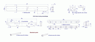 Picnic table - Taletop subassembly part drawings