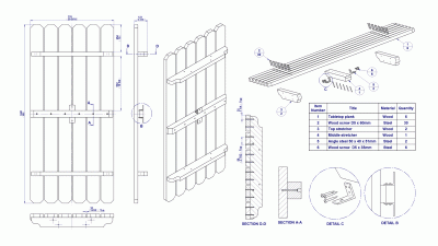 Picnic table - Tabletop subassembly parts list