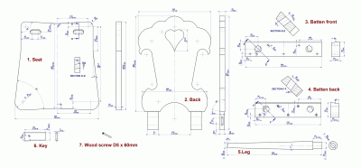 Alpine Stabelle chair - Parts drawings