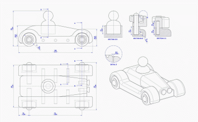 Automobile toy - Assembly drawing