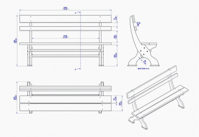 Beer seating set - Bench assembly drawing
