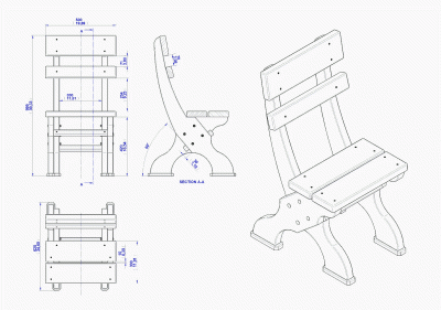 Beer seating set - Chair assembly drawing