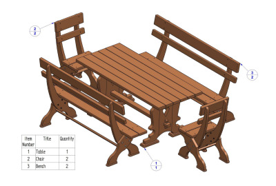 Beer seating set - Subassembly list