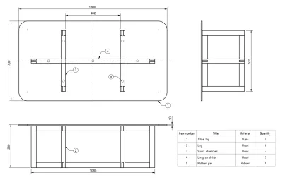 Center table - Assembly drawing