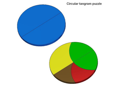 Circular tangram dissection puzzle plan