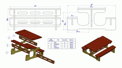 Collapsible backyard seating set - Assembly drawing