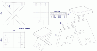 Compact stool - Assembly drawing