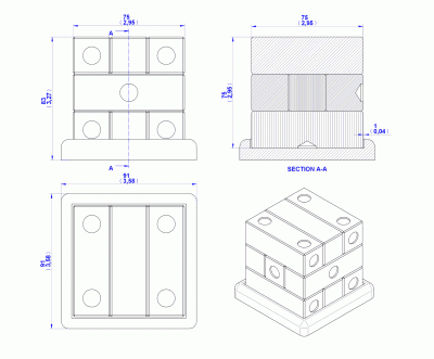 Dice 3d wooden puzzle - Assembly drawing