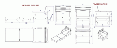 Double fold out chair bed plan - Assembly drawing