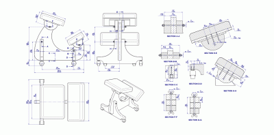 Ergonomic knee chair plan - Assembly drawing
