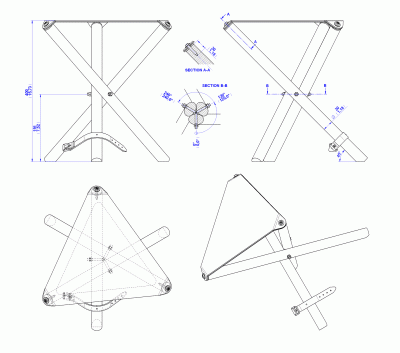 Fishing folding stool - Assembly drawing