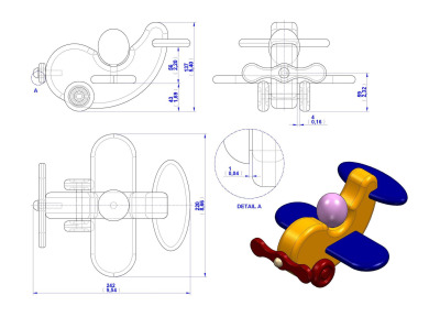Funny airplane kids toy - Assembly drawing