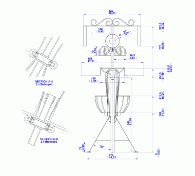 Garden bicycle plant holder - Assembly drawing B1