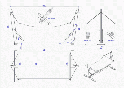 Garden hammock with stand - Assembly drawing