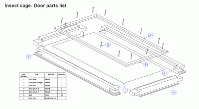 Insect cage - Door parts list