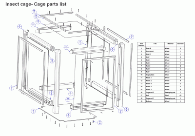 Insect cage - Cage parts list