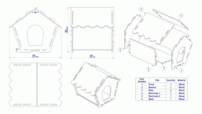 Knock down dog house - Assembly drawing