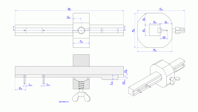 Mortise gauge (locking screw version) - Assembly drawing