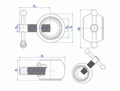 Rounded wooden nut cracker - Assembly drawing 