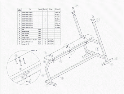 Olympic flat bench press - Parts list